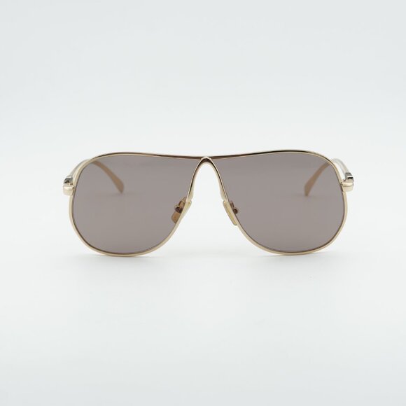 Miu Miu MUA56S 5AK20I Sunglasses Gold Geometric Frame, Purple Brown Lenses main image 7